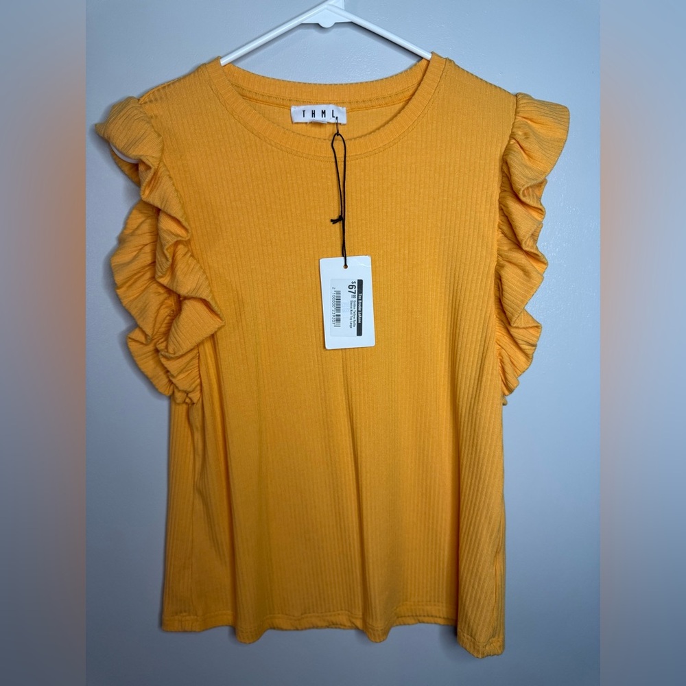THML Women's Ruffle Sleeve Blouse